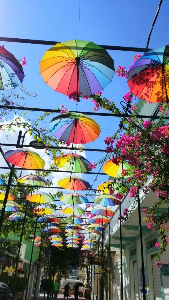 Colorful umbrellas in Umbrella Street in the Dominican Republic